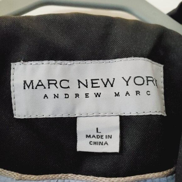 Andrew Marc New York Spring Black Moto Classic Preppy Zip Trench Jacket L - Picture 5 of 6
